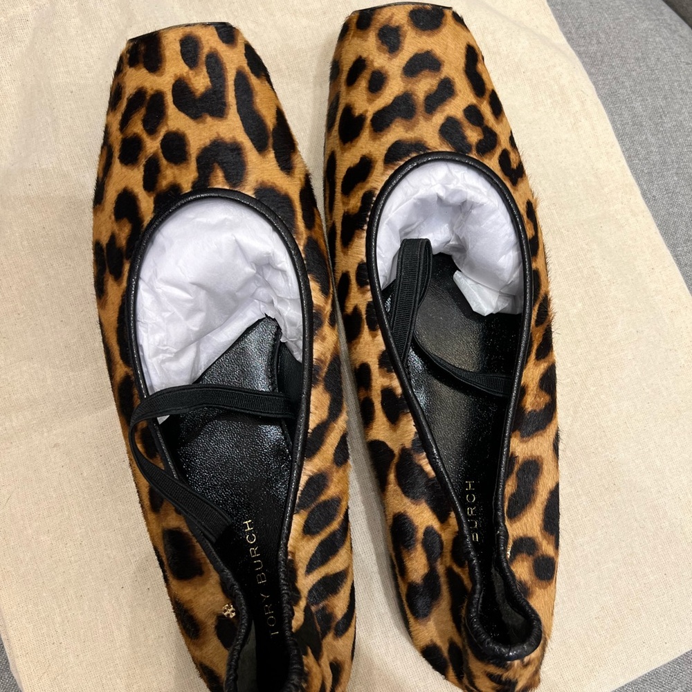 Tory Burch Leopard Print Ballet Flats - Brown/Black